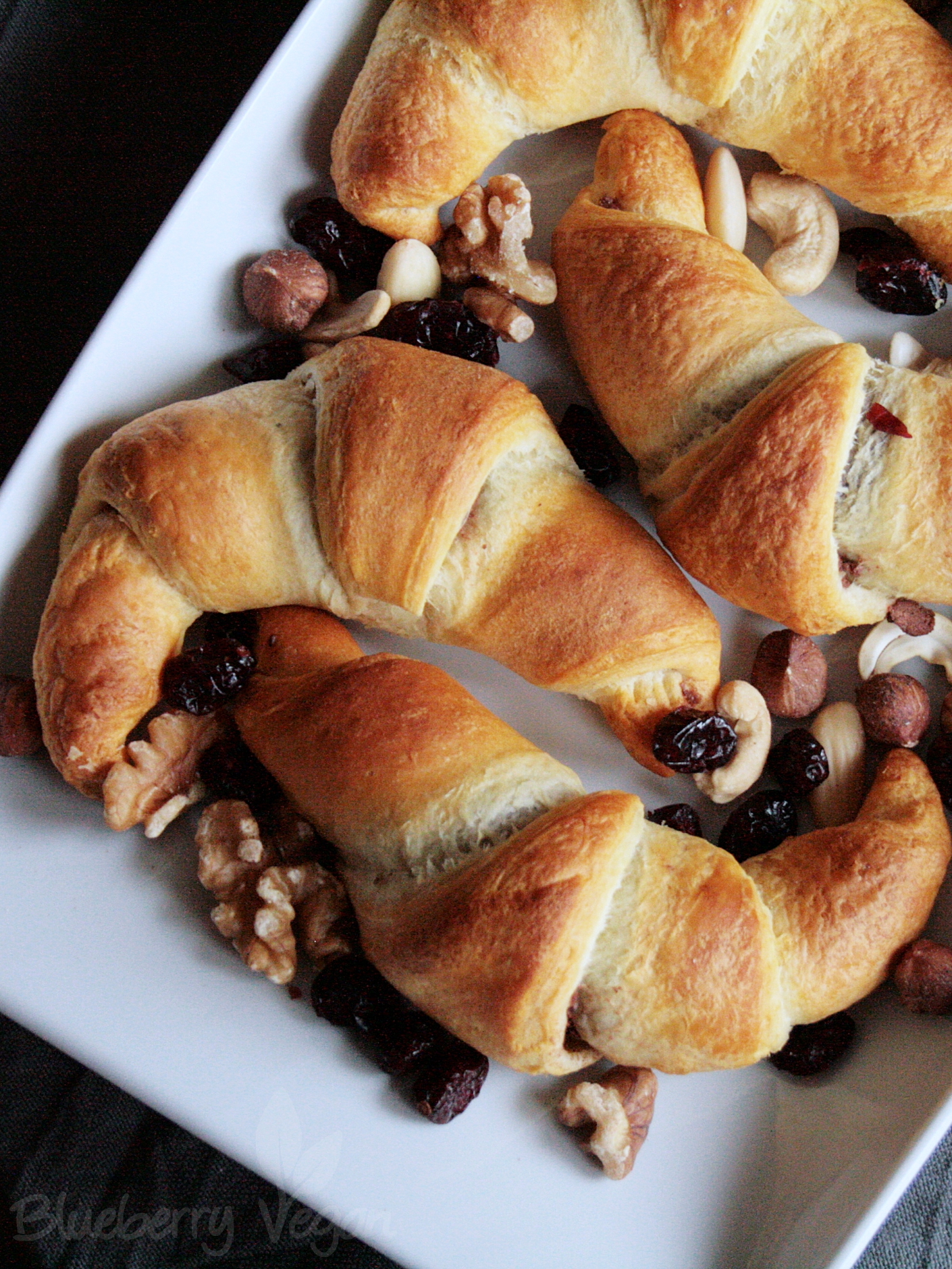 Filled Croissants With Homemade Chocolate Hazelnut Spread Blueberry Vegan