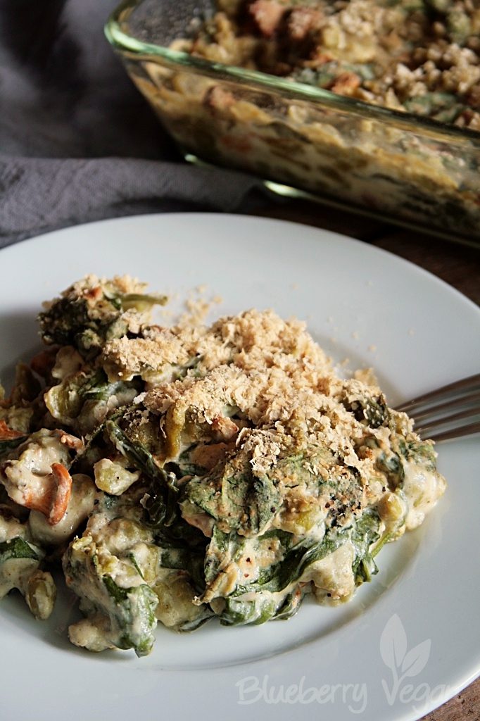 Cremiger Spinat-Spätzle-Auflauf mit Pfifferlingen