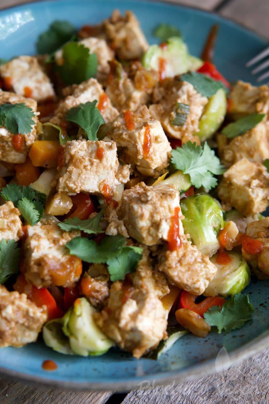 Bunte Gemüse-Bowl mit Erdnuss-Tofu - Blueberry Vegan