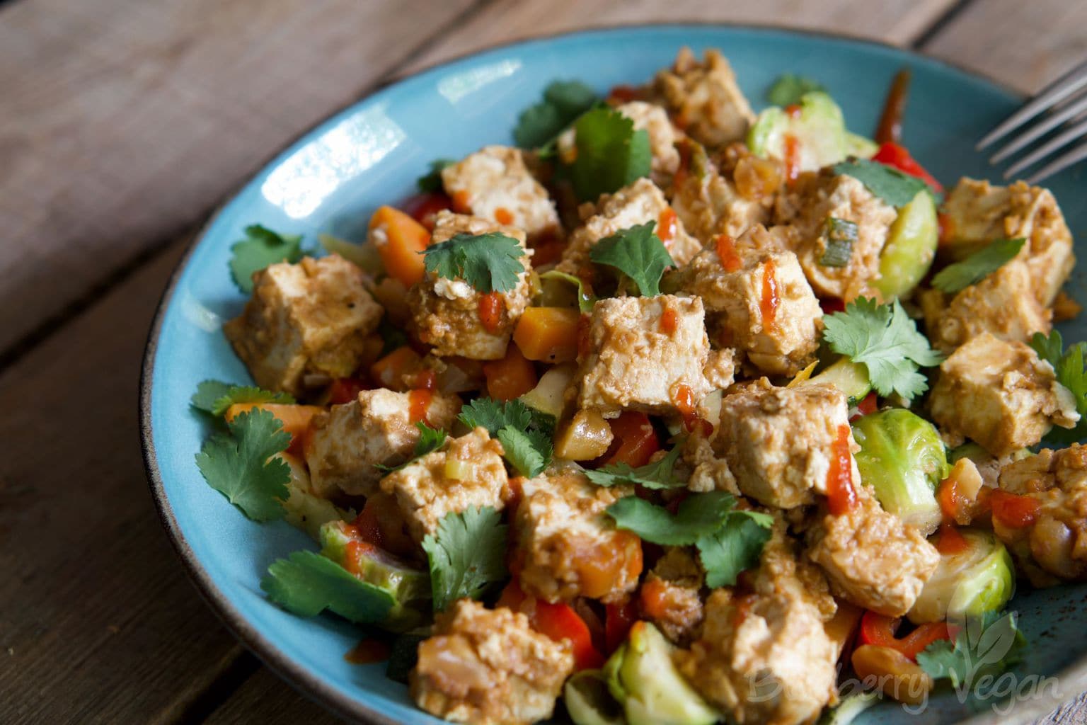Bunte Gemüse-Bowl mit Erdnuss-Tofu | Blueberry Vegan
