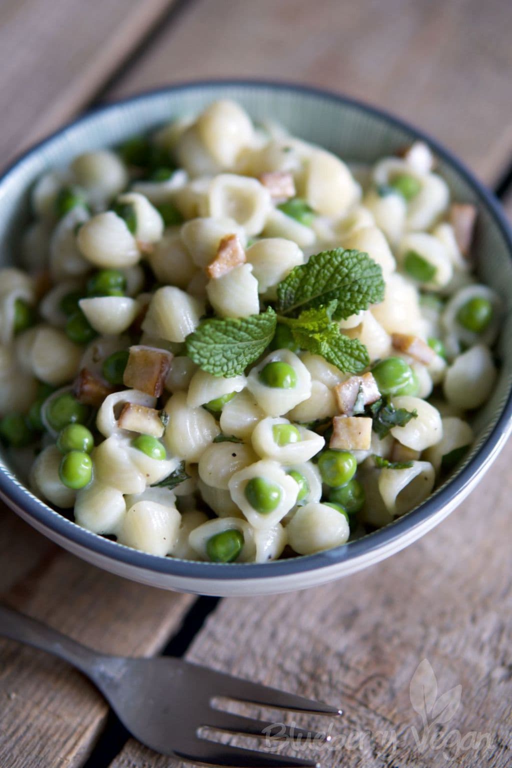 Creamy Shell Pasta with Peas and Mint