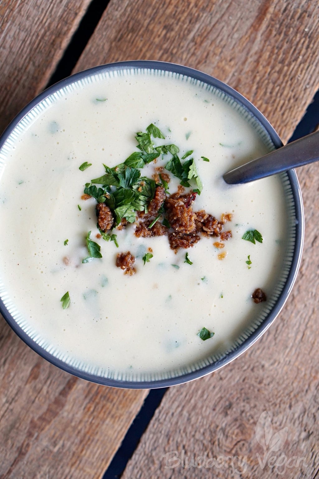 Cremige Kohlrabisuppe mit würzigem Sojahack