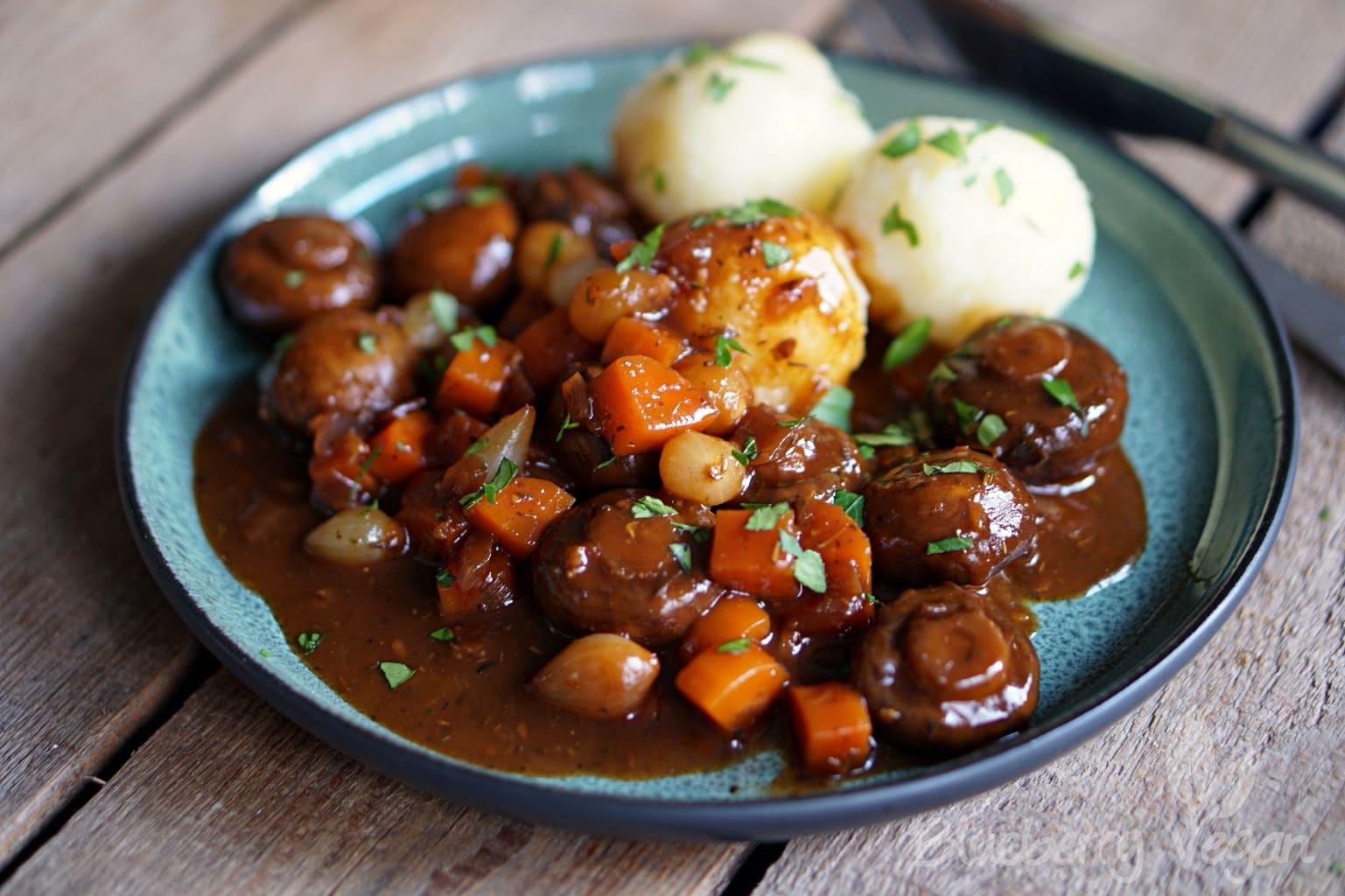 Deftiges Malzbier-Pilzragout - Blueberry Vegan